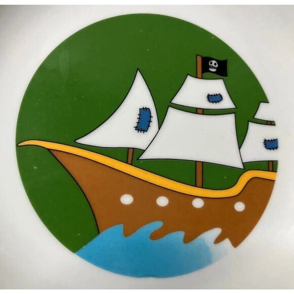 ZarinIran Rare Kids Childrens Breakfast Set Pirate Themed 3 Pieces EUC - Picture 6 of 12